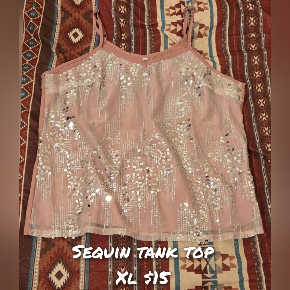 Sequin Tank Top in Pink